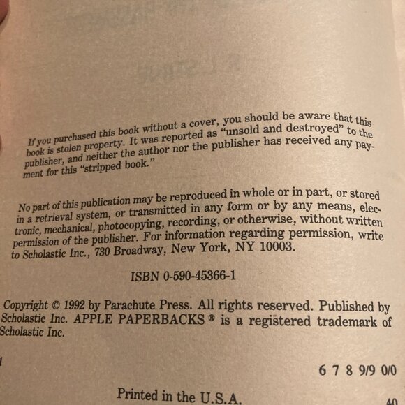 Vintage Book-Goosebumps Stay Out of the Basement #2-RL Stine 1992 - Picture 4 of 4